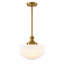 Suspension à une lumière de 27 cm de large avec verre opalin plissé blanc.-725510778