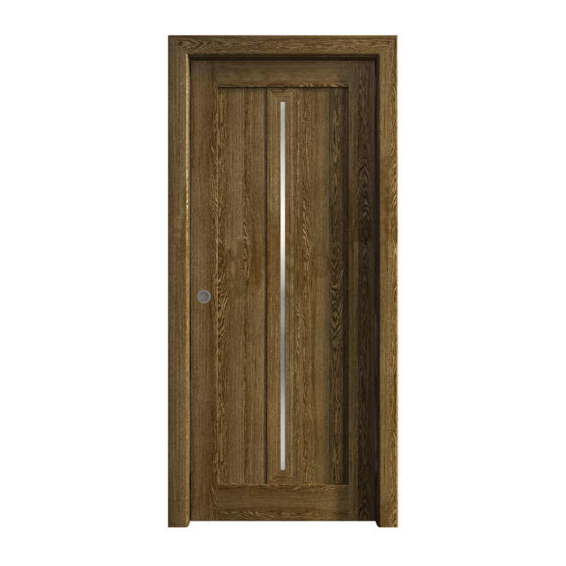 Sliding Pocket Door | Ego 5014 | Kit Rail Hardware | Solid Wood Interior Bedroom Modern Doors, Marble Oak, 42'' x 80''
