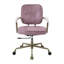 Soft Pink Genuine Leather Task Chair with Adjustable Height 360-Degree Swivel for Home Office Use
