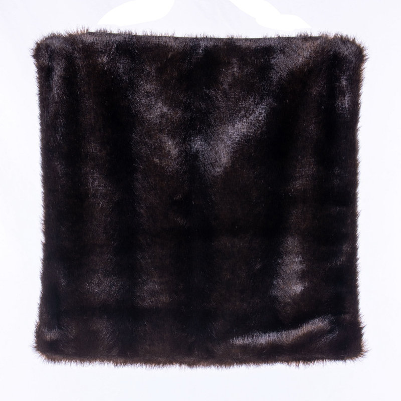 The Holiday Aisle® 18" x 18" Cocoa Mink Faux Fur Pillow.