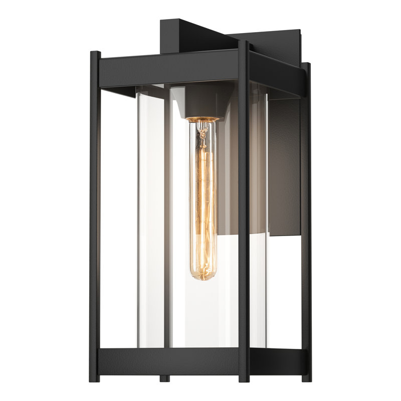 Lanterne murale d'extérieur Cela, H 13,6 po x l 6,2 po x P 7,5 po, Noir bord de mer, Verre opale