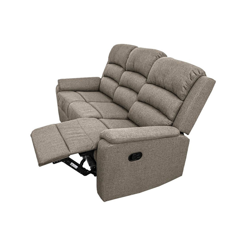 Modern Brown Recliner Motion Couch For Daily Rest Burlap Fabric Reclining Relaxation
