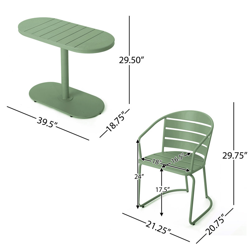 Ensemble bistro - vert foncé mat