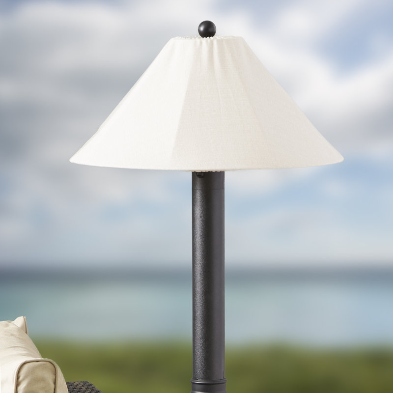 Lampe sur pied 62 po Catalina, Noir, Lin beige antique