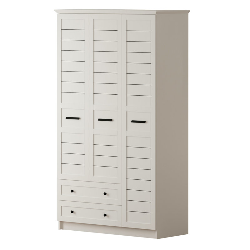 Kuala 3 Door Manufactured Wood Wardrobe, 184cm H x 105cm W x 52cm D