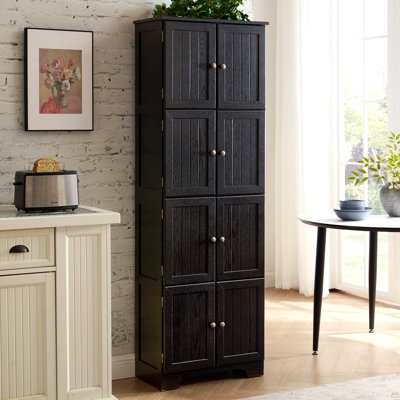 Armoire de rangement haute 72,4 "avec 8 portes et 4 tablettes, bibliothèque