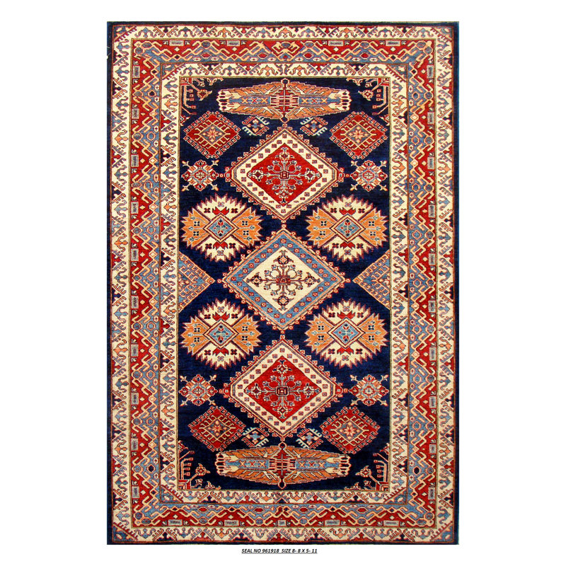 Wool Southwestern Area Rug in Dark Blue/Red/Ivory