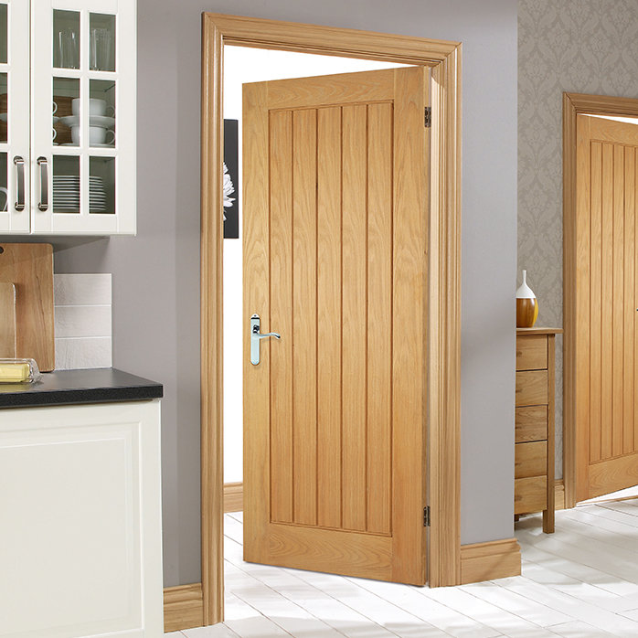 Mexicano Unfinished Oak Internal Fire Door, 1981mm H x 762mm W x 440mm D