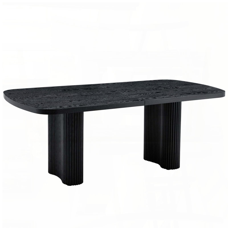 Table de salle à manger en MDF noir avec support à colonne romaine (78,7 po x 39,3 po)