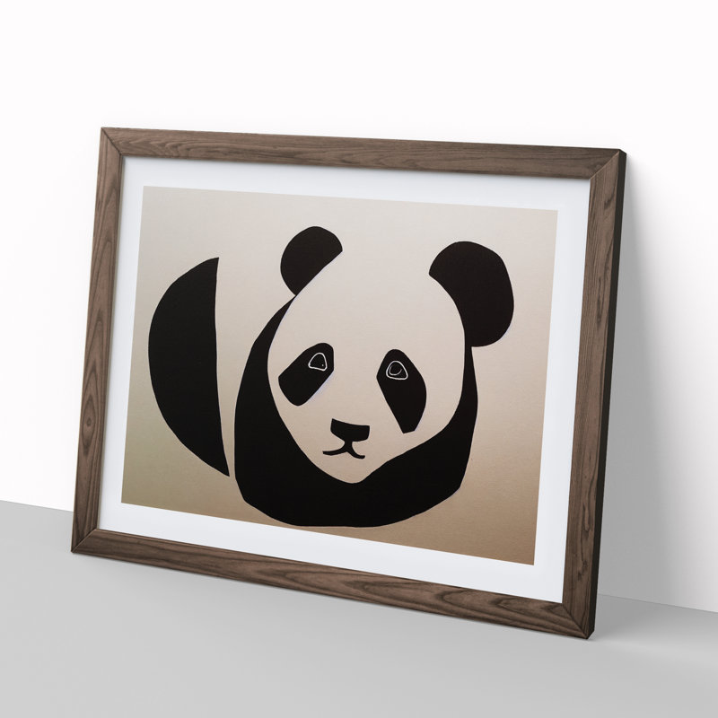 An Abstract Panda - Framed Print, 46cm H x 64cm W x 2cm D, Walnut