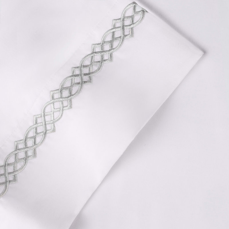 Coussins brodés 100% coton égyptien supérieur à densité de tissage 1000 supérieure, Très grand lit, Gris