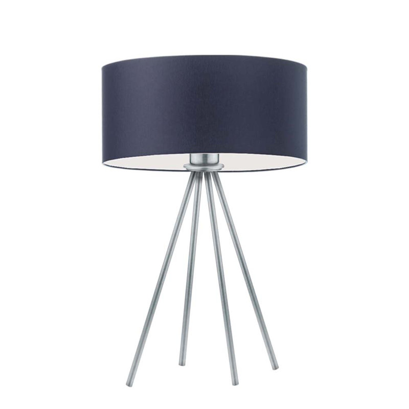 Arneshia Metal Table Lamp, Silver, Navy Blue