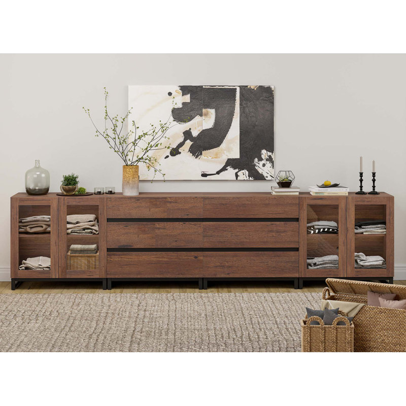 4 In 1 Multifunctional Dresser With Glass Doors And 6 Drawers, Modern Chest Of Drawers With Adjustable Shelf And, Closet Organizers And Storage Cabinet For Bedroom