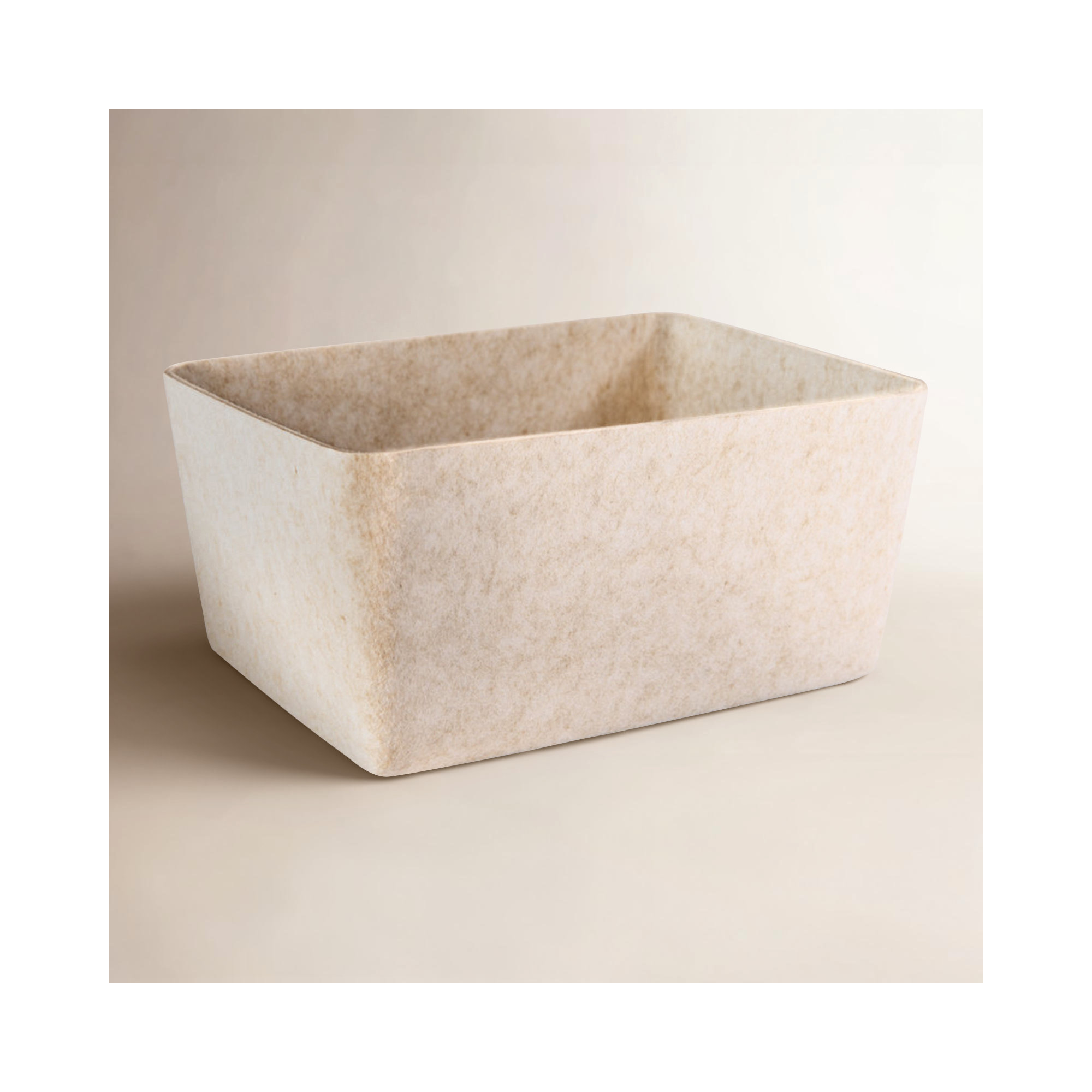 Sculpted Felt Storage Wide Bin, Stone