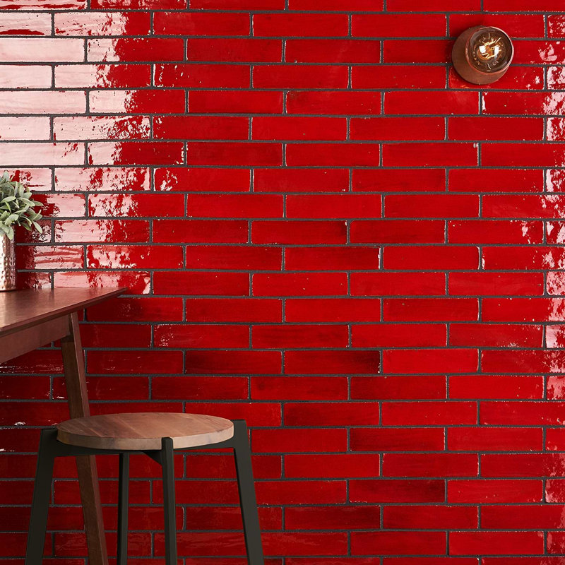 Emery 2x8 Handmade Crackled Glossy Terracotta Subway Tile