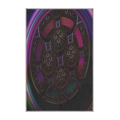 Tapis rose/noir tissé à la machine