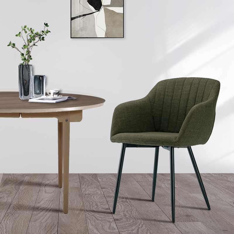 Ohio Upholstered Dining Chair, 2, Linen Grassy Green
