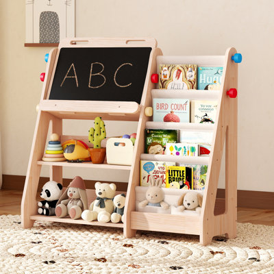 Bibliothèque Montessori à 5 niveaux pour tout-petits, avec tableau à dessin et rangement pour jouets