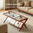 Mid-Century Modern Boho Rattan Coffee Table With Wavy Glass Top & Storage – Brown Bamboo Z-Frame Design, Sturdy Construction For Living Room, Office & Lounge