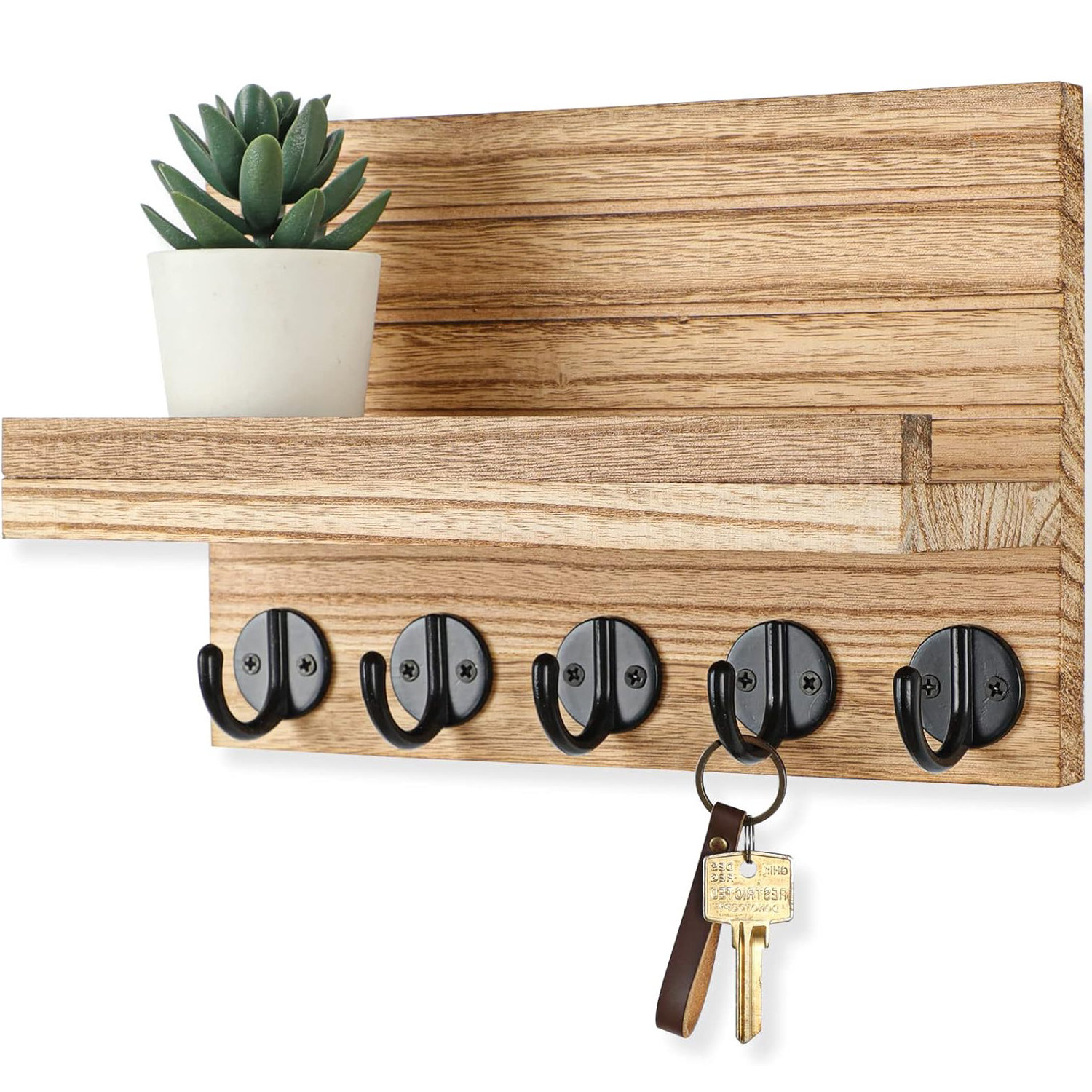 Gracie Oaks Cameshia Solid Wood Wall Organizer with Key Hooks | Wayfair