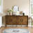 Premium Rustic American Farmhouse Credenza - Symmetrical Sunburst Door Design, Heavy-Duty Antique Wood TV Stand with Adjustable Shelves, Storage Cabinet for Living Room