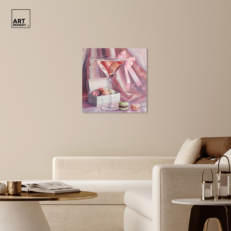 Art sur toile Macarons and Drink, Toile tendue, H 30 po x l 30 po