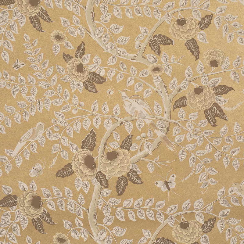 Tole Bird Wallpaper Roll, Gold