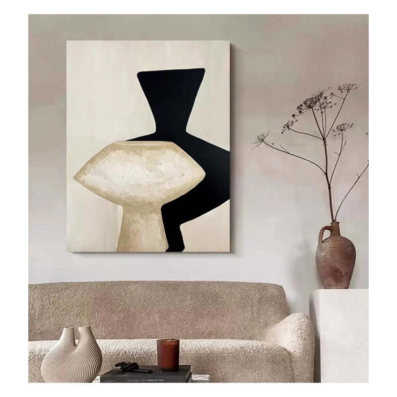 Décoration murale peinte à la main empâtement texturé abstrait Vase Home, 51.18" H x 35.43" W x 7.87" D