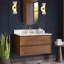 Meuble-lavabo simple 36 po en noyer naturel avec plateau en quartz Collins