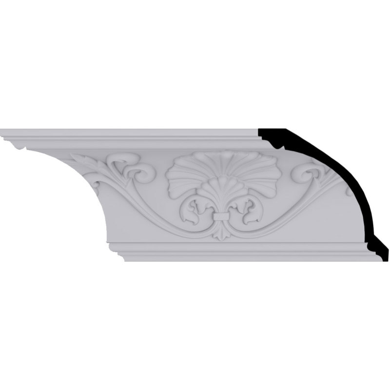 Primed White Polyurethane Geometric Crown Moulding Sample