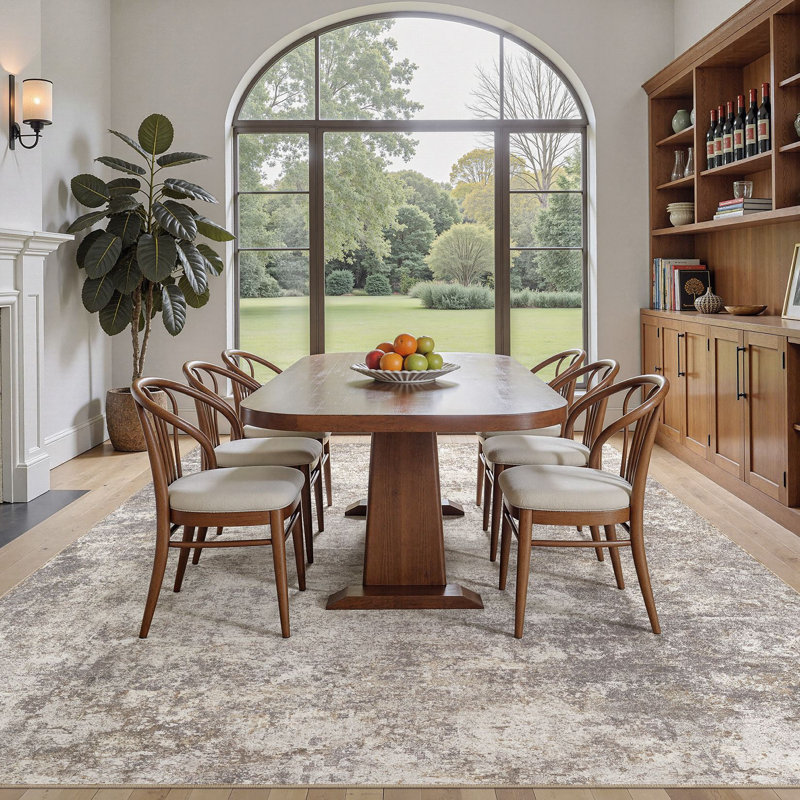  Dagmar Machine Washable Area Rug Abstract Modern Low Pile Indoor Carpet Neutral Non-Slip Backing Floor Mat for Bedroom Dining Room Farmhouse Home Office