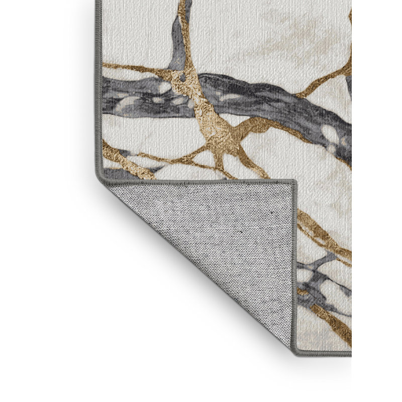 Machine Washable Gray Area Rug, Rectangle 2' x 3'
