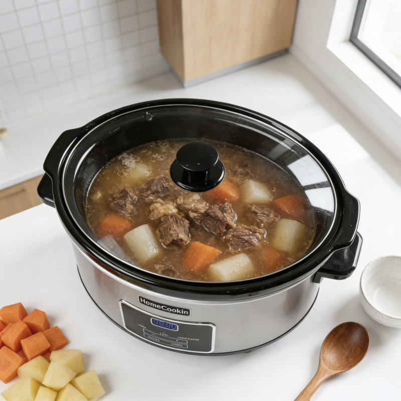 HomeCookin Programmable Slow Cooker 8QT Stainless Silver, Stainless Silver, 8 Qt