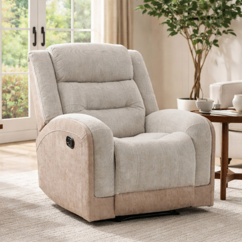37.8" Wide Manual Recline Upholstered Recliner Chair, Overstuffed Padded Armchair for Living Room Relaxing