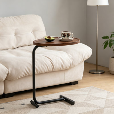 2-Pieces White C-Shaped Side Table, C Shaped End Table, Side Table For Couch And Bed, Small Side Table For Small Spaces