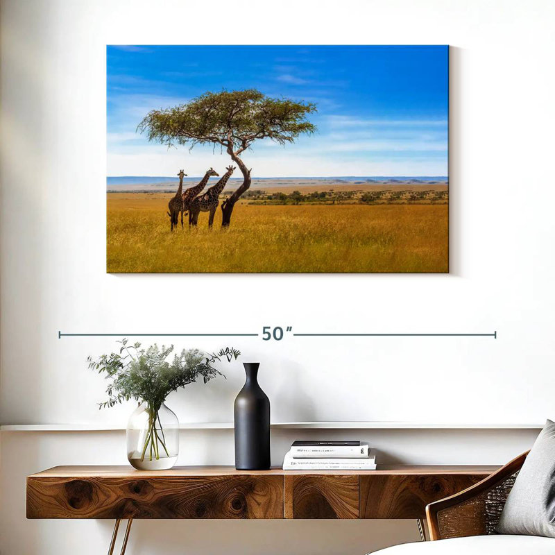 Brampt, savane, girafes d'Afrique, H 26 po x l 39 po