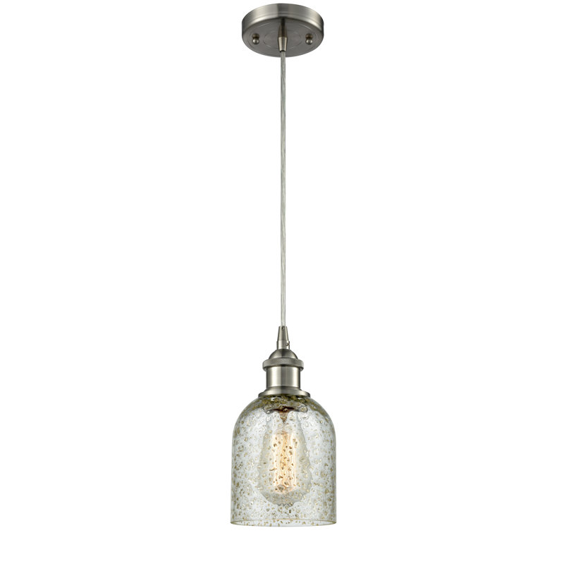 Luminaire suspendu en forme de cloche à 1 lumière Odele, Ampoule non incluse, Mica / doré, Nickel satiné brossé