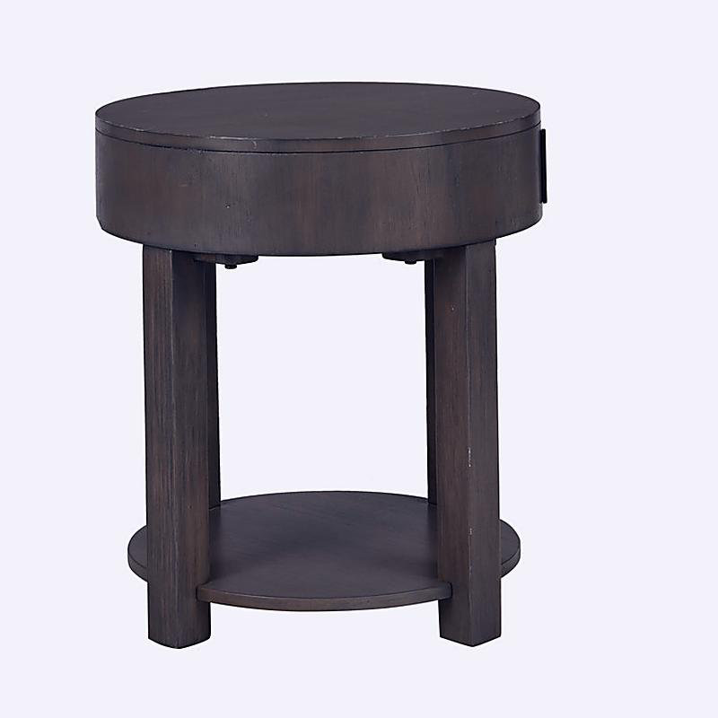 Environ 20 pouces de panneau de fibres à densité moyenne brun clair avec table d'appoint avec port USB