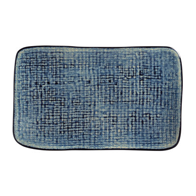 Plat rectangulaire en grès cérame de 10,63 po Denim Jute Denim - allant au micro-ondes, au four et au lave-vaisselle