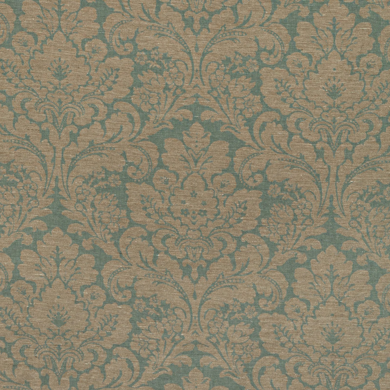 Acanthus Damask Fabric, Blue