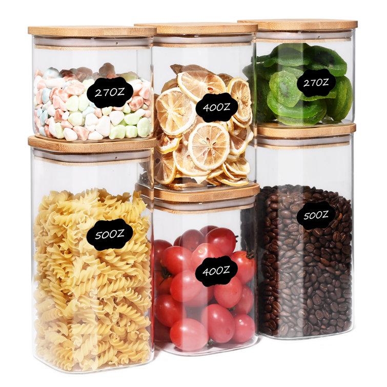 Glass Kitchen Canister & Storage Jars (Set of 6) Gracie Oaks
