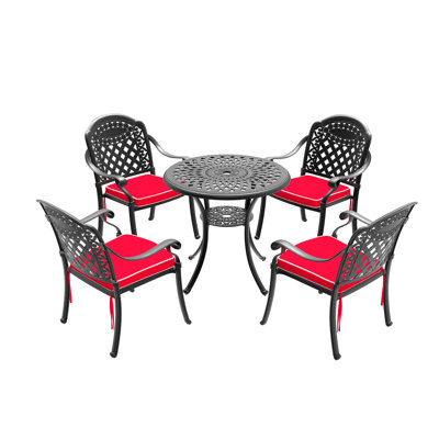 Mobilier de patio en fonte d'aluminium avec coussins confortables - Rouille, 4 places, peu encombrant,
