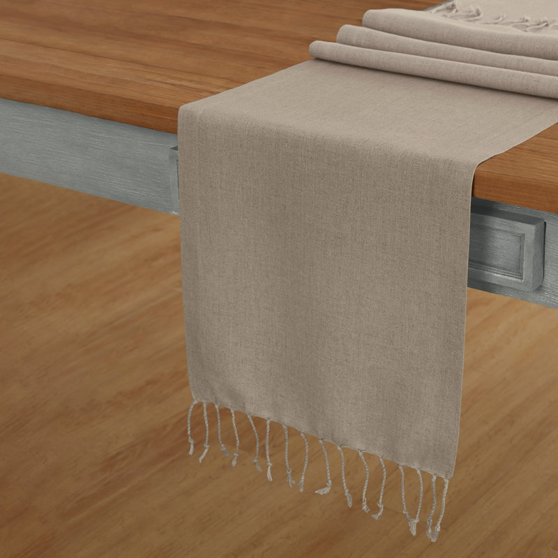 Natural Linen 14 x 108 Inch Table Runner with Tassels