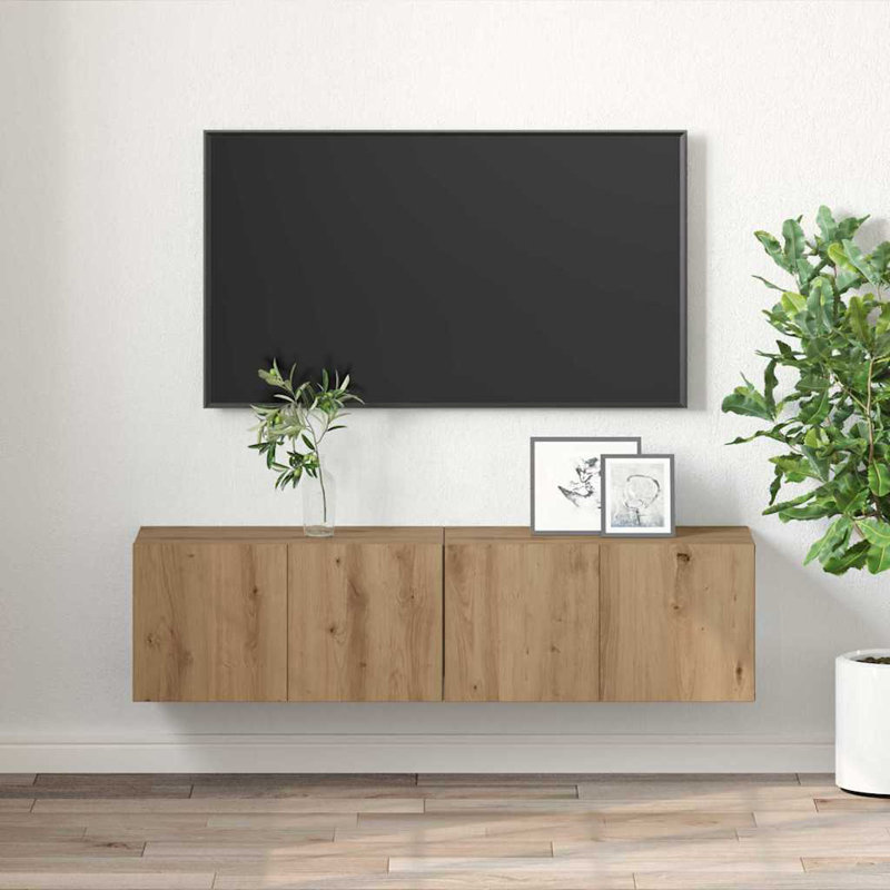 TV Cabinet 2 Pcs 60 X 30 X 30 Cm Engineered Wood, Natural