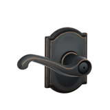 Flair Lever with Camelot Trim Bed and Bath Lock