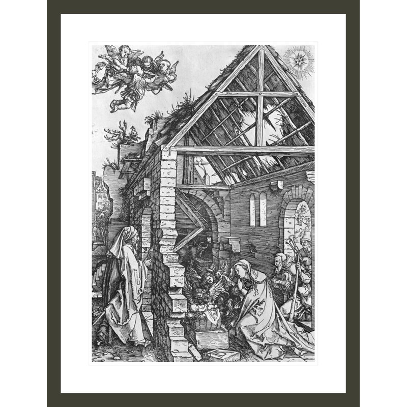 La Nativité de la série «La vie de la Vierge» par Albrecht Dürer - Estampe numérique encadrée, H 29,5 po x l 22,66 po