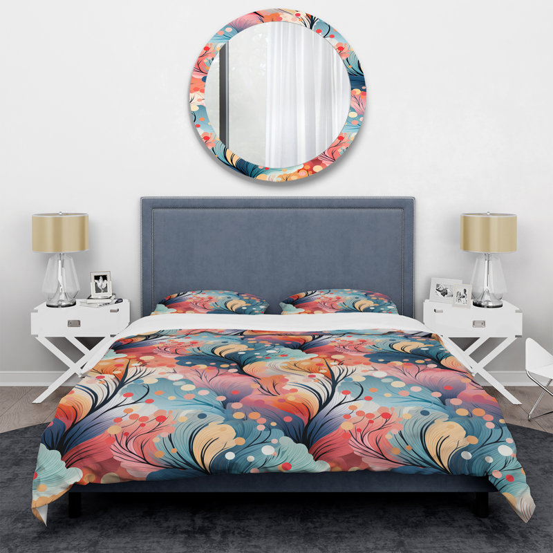 Literie à motif botanique Adventure Blue, Housse de couette pour très grand lit et 2 très