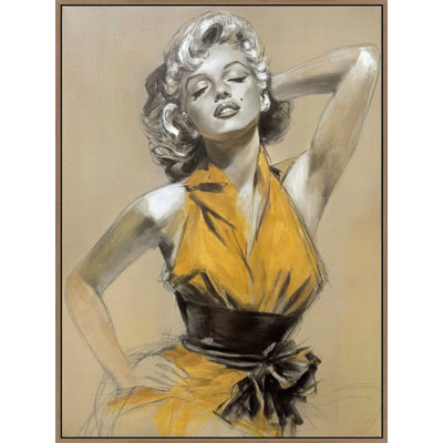 Golden Muse II - 32" x 24" - Hand-Embellished Canvas in Frame