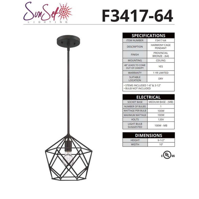 Luminaire suspendu géométrique 1 lumières simple Matsumoto