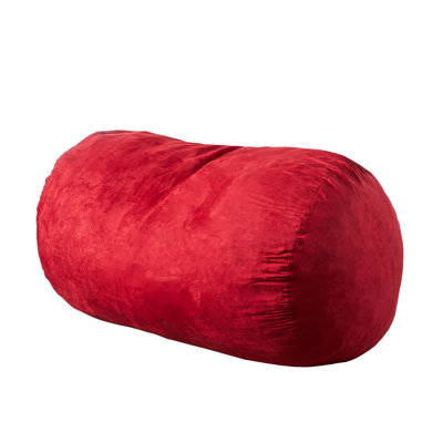  Firefly 6.5 Foot Suede Cylindrical Bean Bag in Red, Vibrant Large Floor Lounger for Game Rooms and Living Spaces